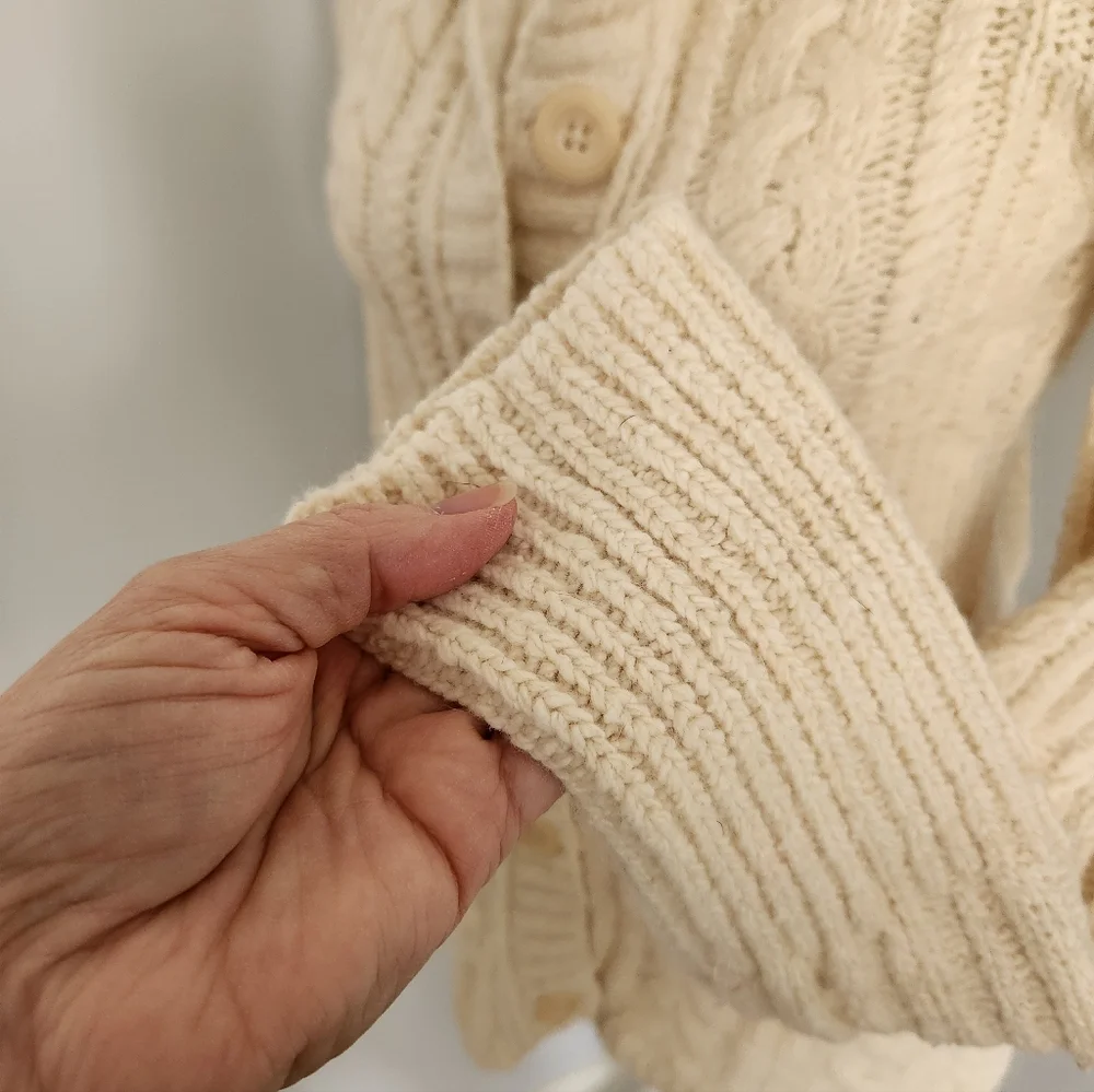 GAP Y2K Cream Cable Knit Cardigan Jacket M